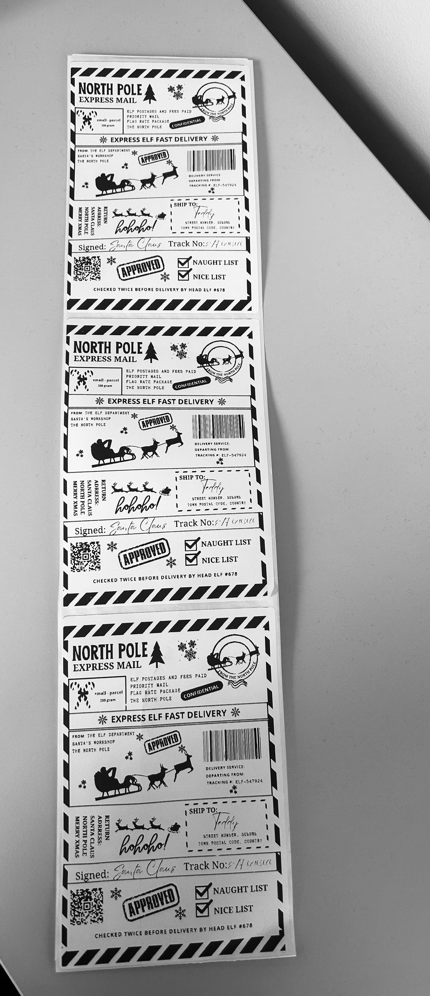 Personalised North Pole Express Christmas Parcel Labels – Pack of 10 or 20