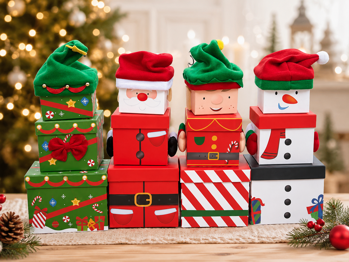 CLEARANCE Christmas Character Stacking Gift Boxes – Set of 3 🎄