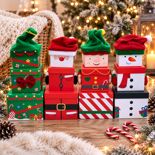 CLEARANCE Christmas Character Stacking Gift Boxes – Set of 3 🎄