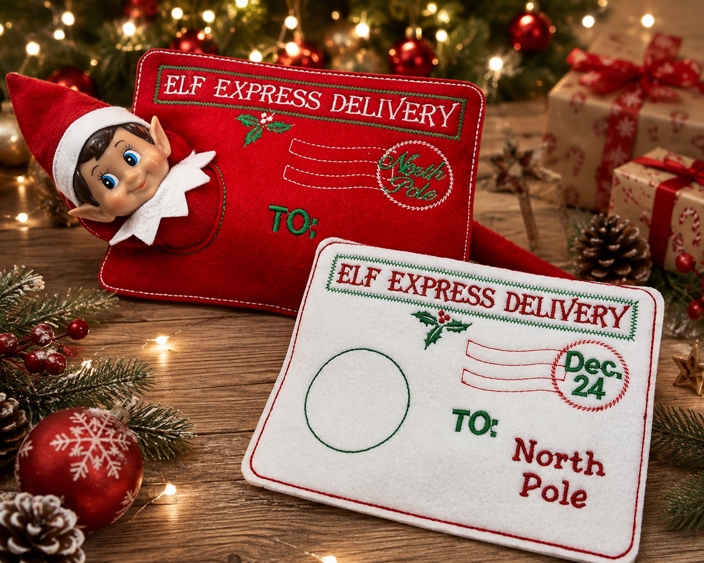 Personalised Christmas Elf Arrival Felt Envelope