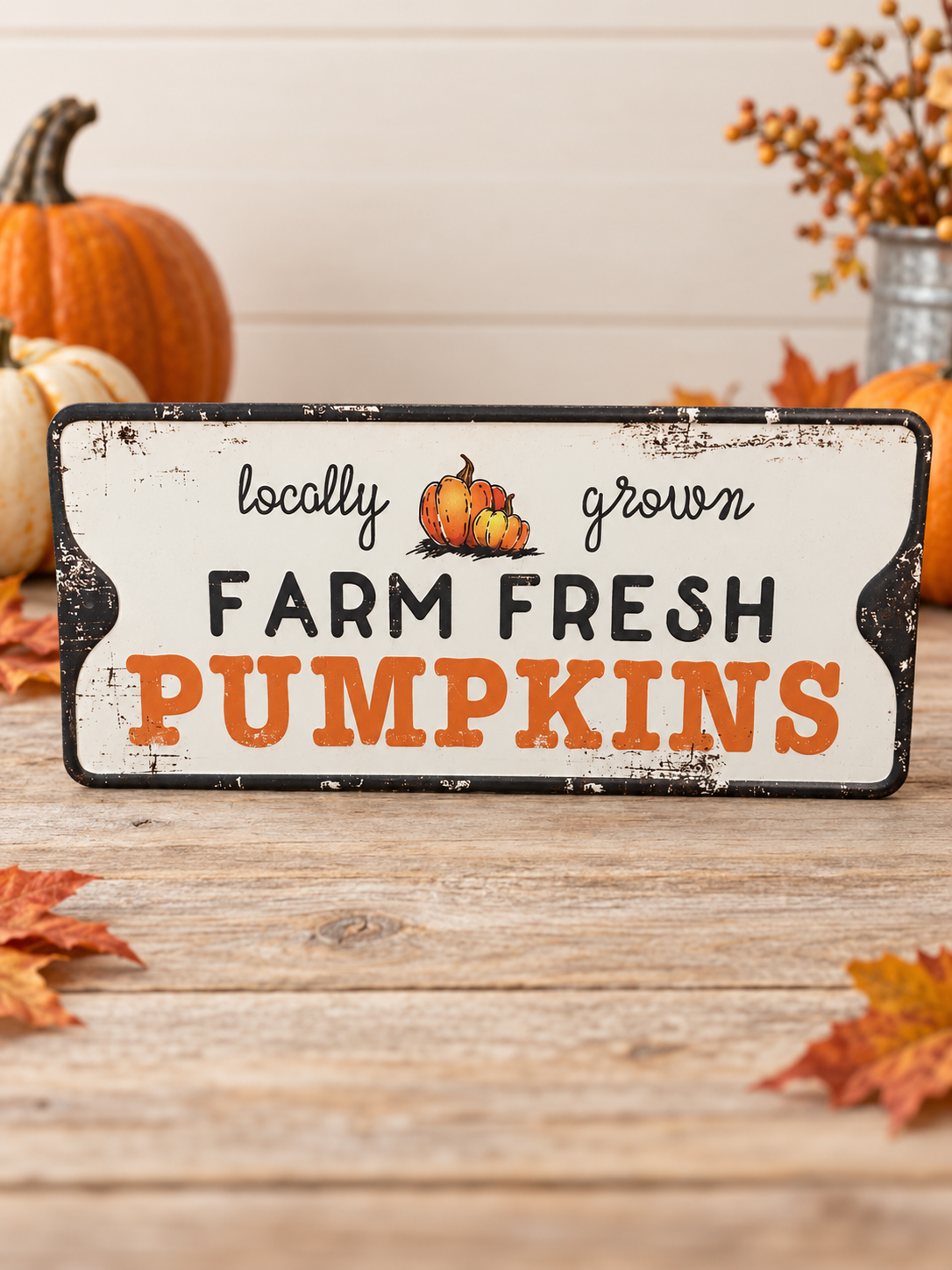 Farm Fresh Pumpkins Hanging Metal Sign – Autumn Décor