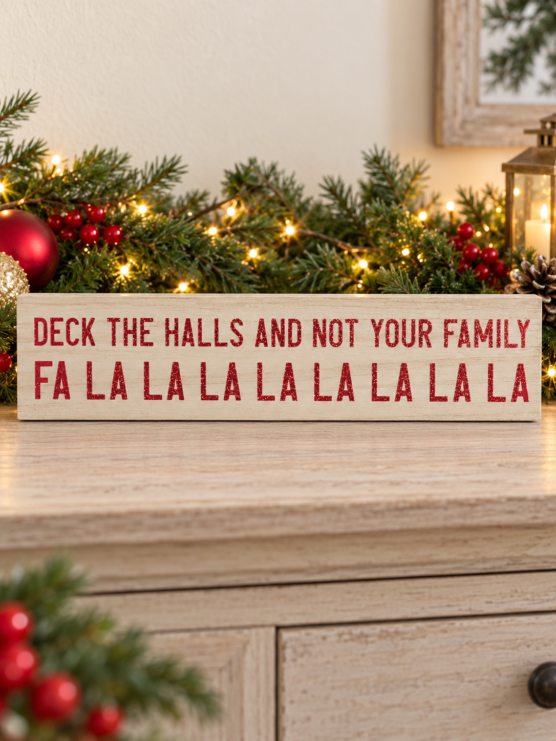Deck the Halls Funny Wooden Christmas Sign