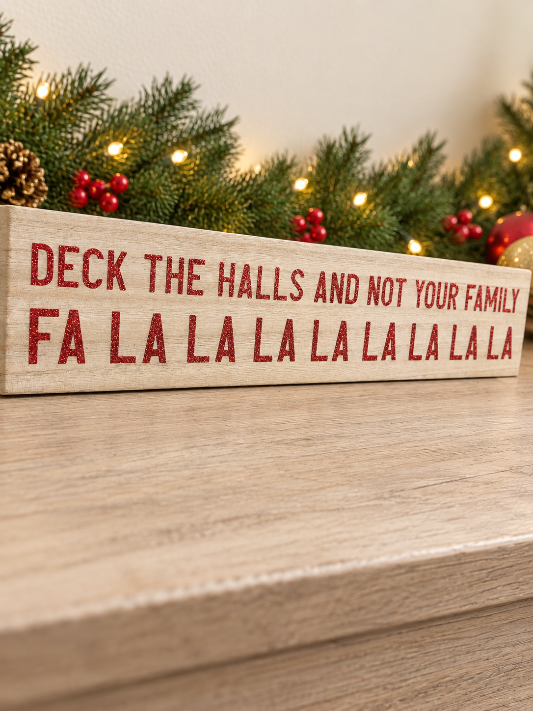 Deck the Halls Funny Wooden Christmas Sign