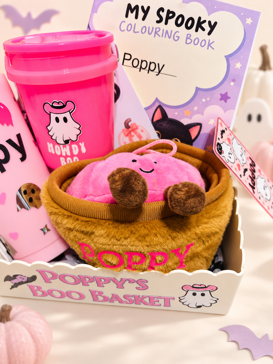 Personalised Pink Halloween Boo Basket