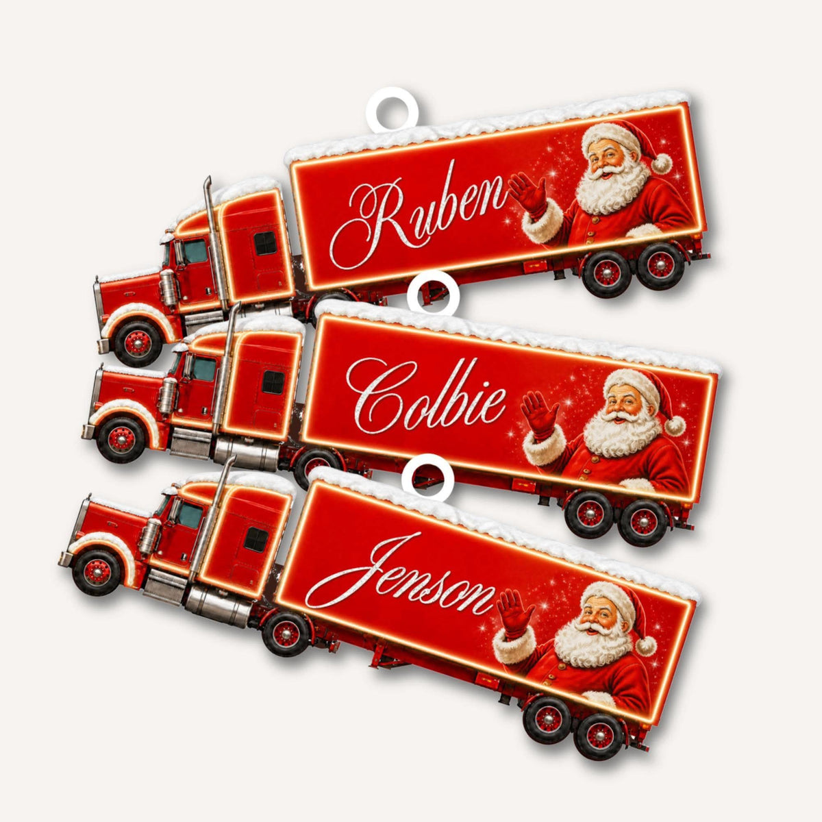 Personalised Santa Christmas Truck Decoration – 9.5cm